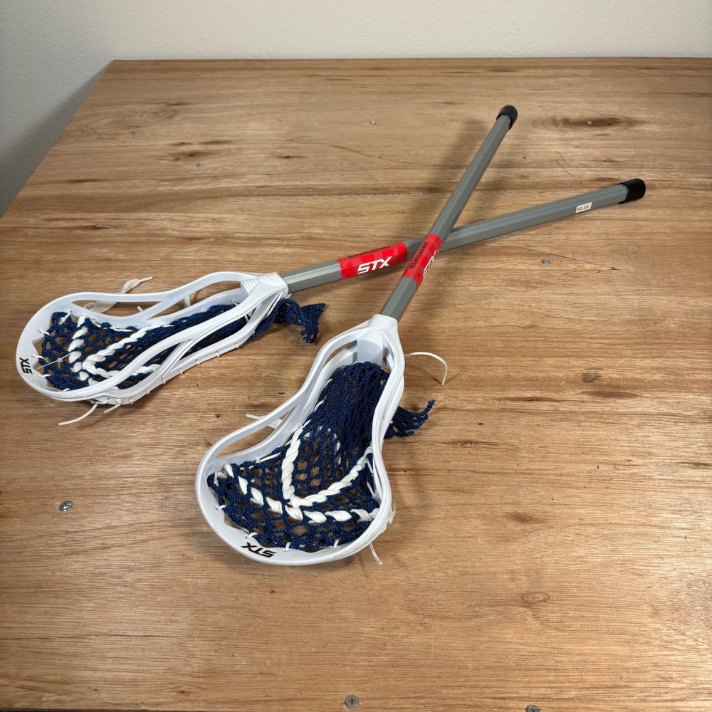 STX FiddleSTX Lacrosse Stick Set 2 Pack Silver Blue White Mini Sticks 30 Inch